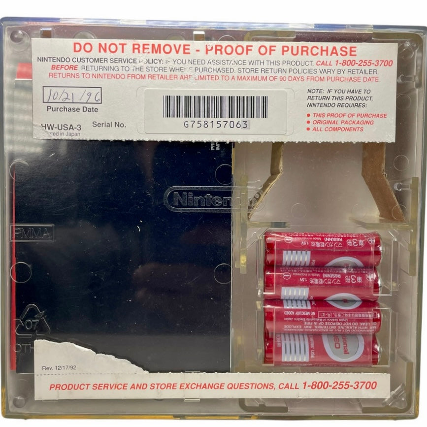 Nintendo 'Play It Loud' Edition Game Boy Console, In Box, 1995