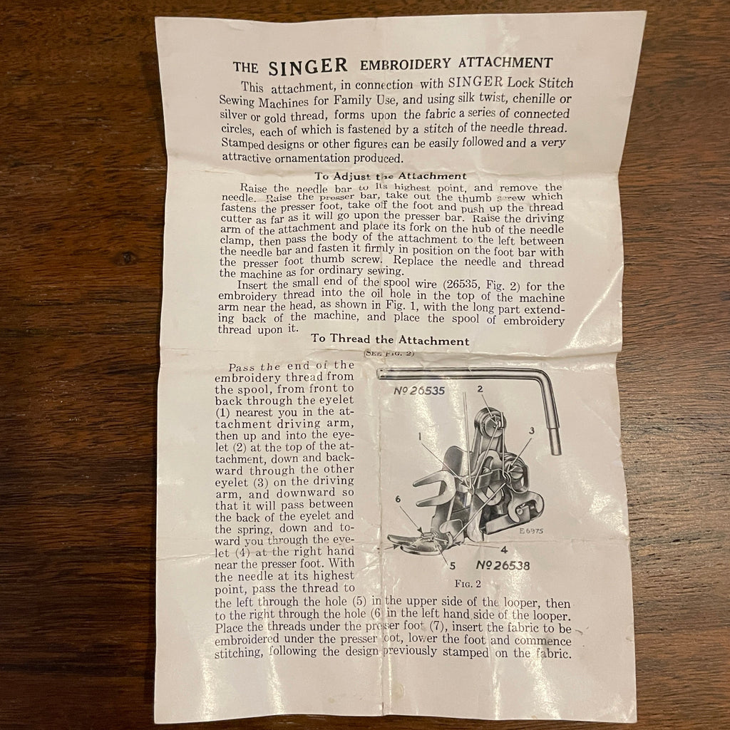 #26538 Embroidery Attachment Set; by Singer Sewing Co.