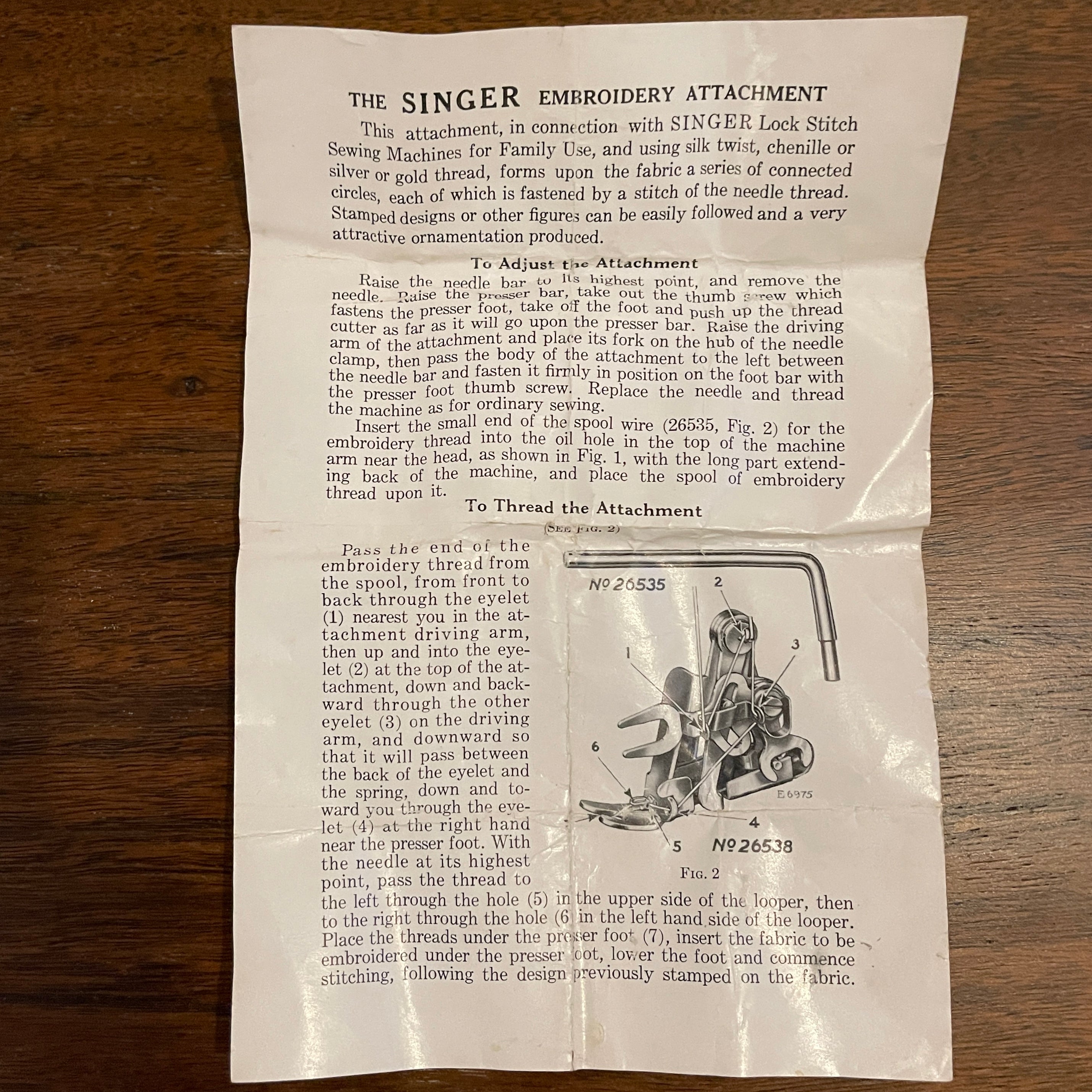 #26538 Embroidery Attachment Set; by Singer Sewing Co.