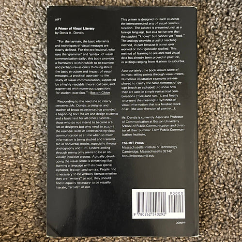 'A Primer of Visual Literacy' Donis A. Dondis, 1974