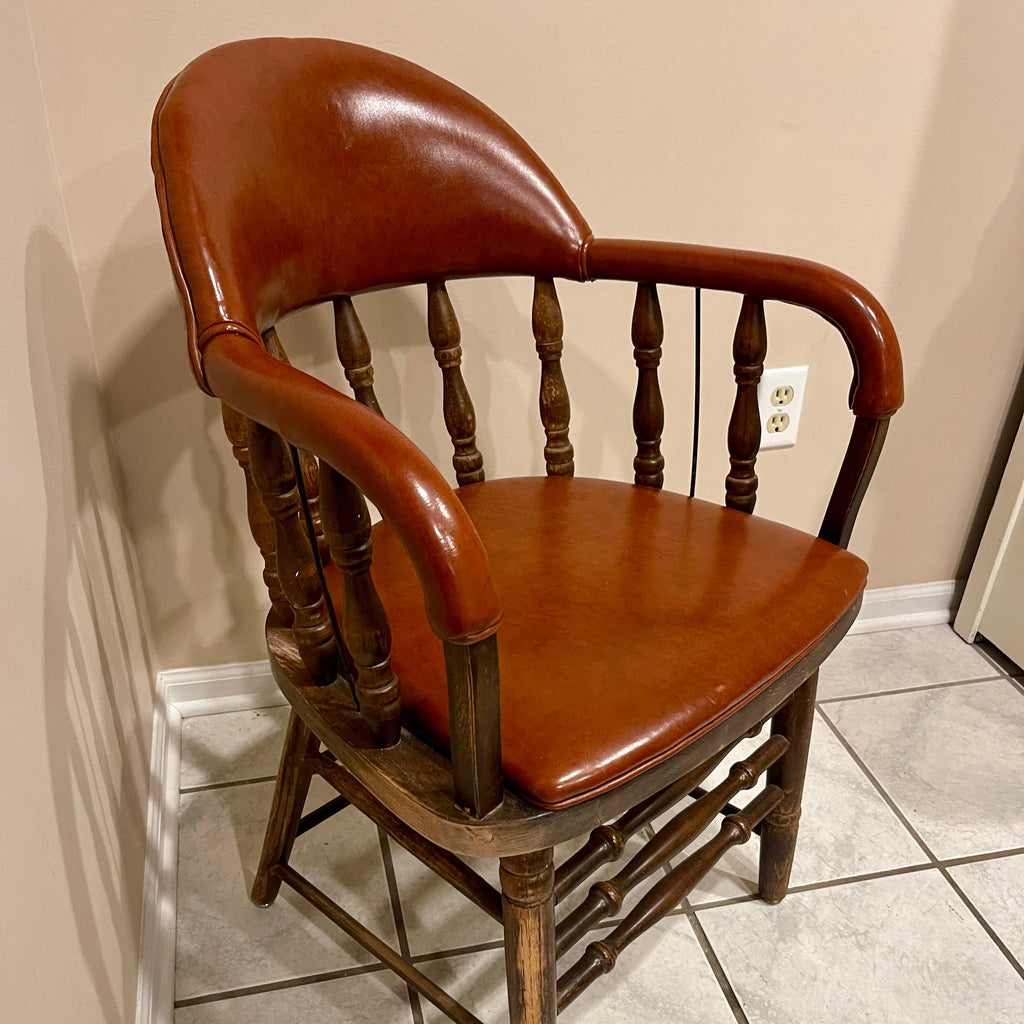 Antique Shelby Williams Victorian Captain’s Chair - Leather