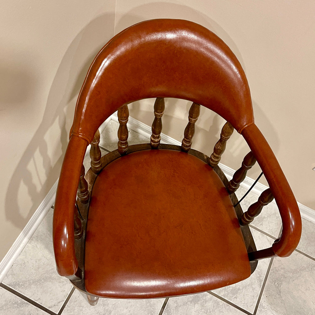 Antique Shelby Williams Victorian Captain’s Chair - Leather