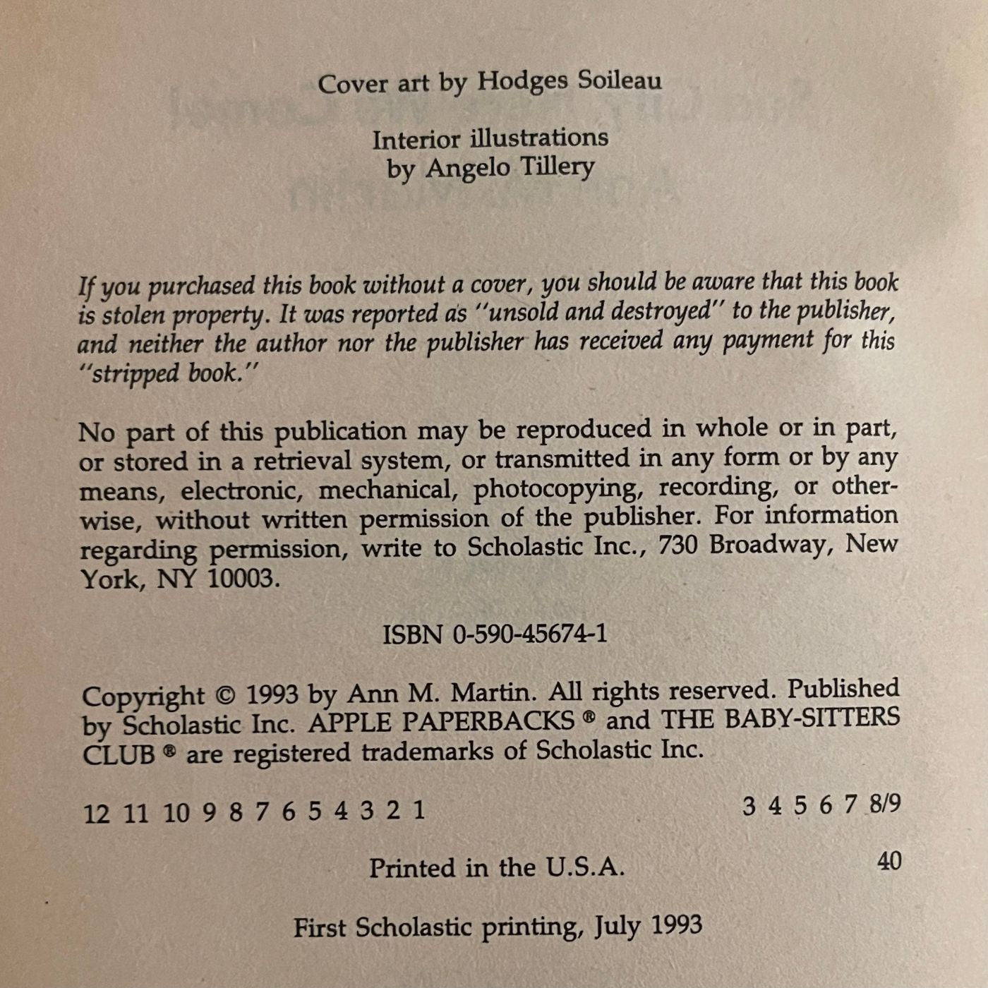BSC Super Special #10 'Sea City, Here We Come!'; Ann M. Martin 1991