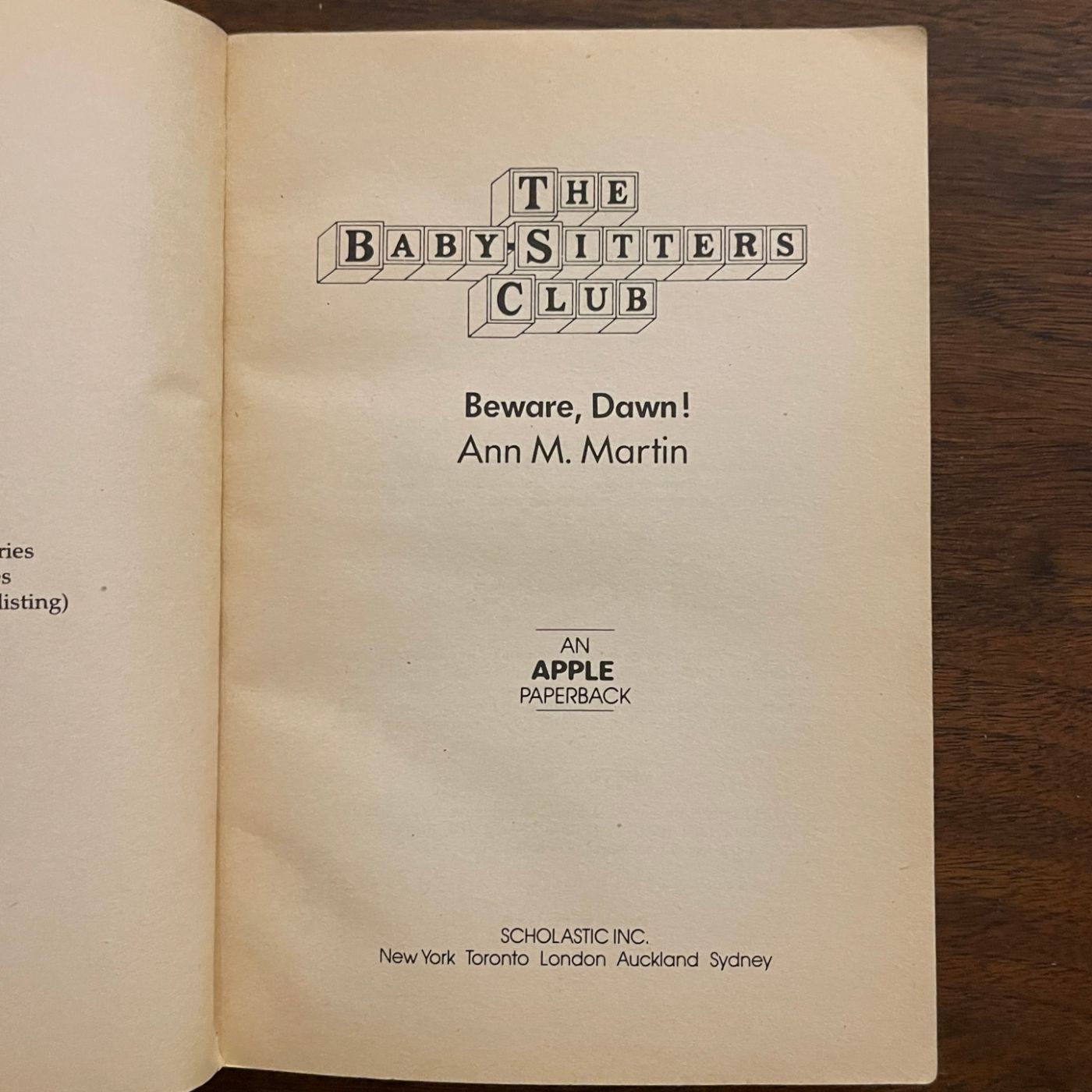 BSC Mystery #2 'Beware, Dawn!'; Ann M. Martin, 1991, 1E1P