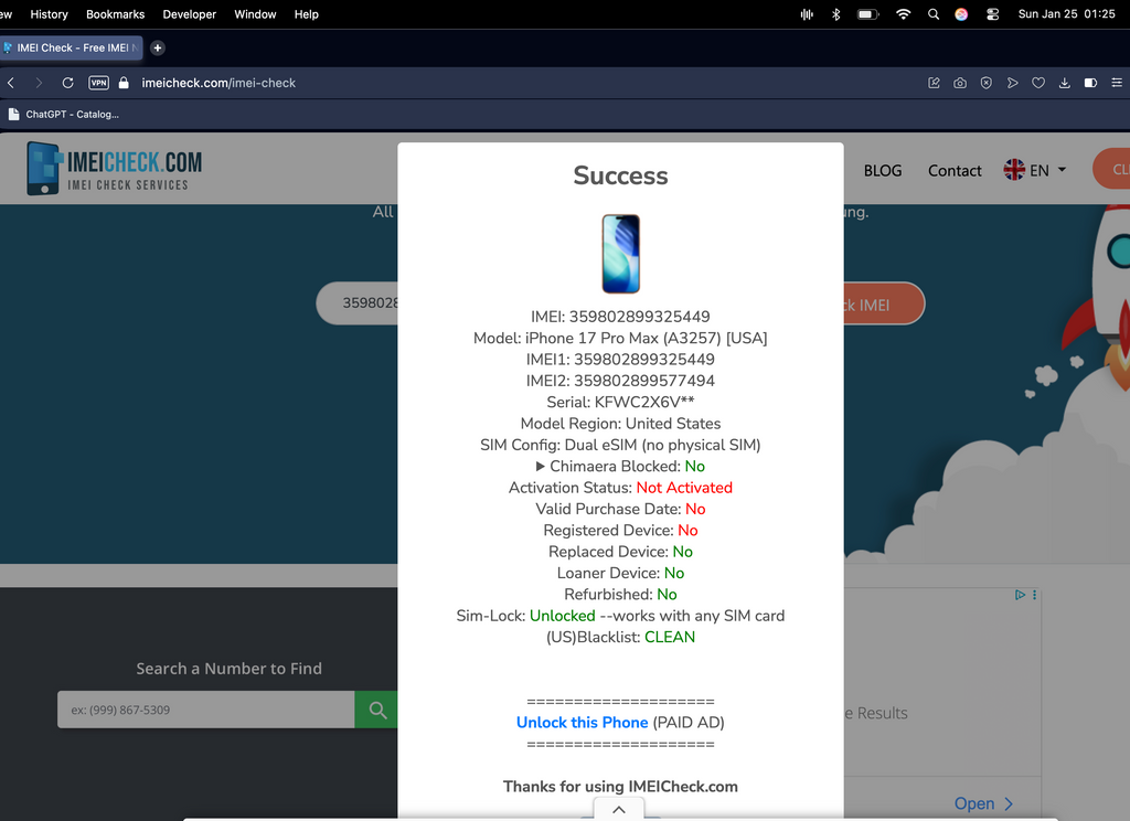 Pair of iPhone 17 Pro Max A256GB/Cosmic Orange/Unlocked